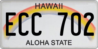 HI license plate ECC702