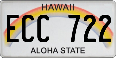 HI license plate ECC722