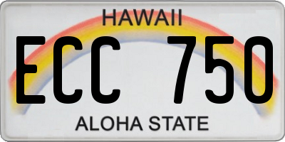 HI license plate ECC750