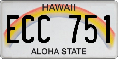 HI license plate ECC751