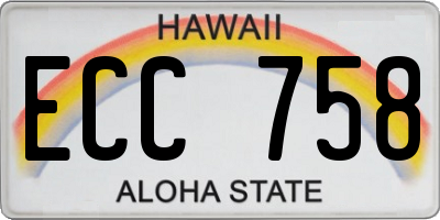 HI license plate ECC758