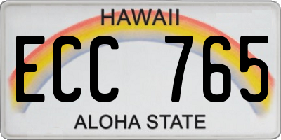 HI license plate ECC765