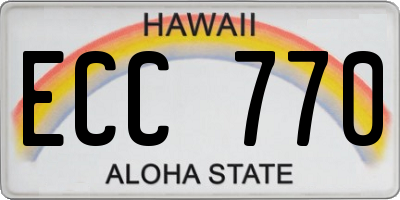 HI license plate ECC770