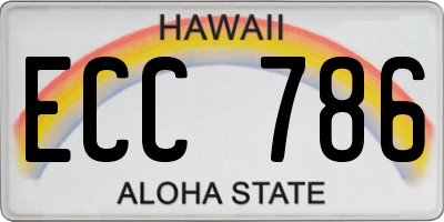 HI license plate ECC786
