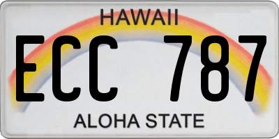 HI license plate ECC787