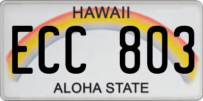 HI license plate ECC803