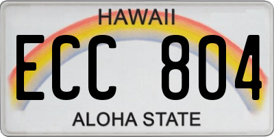 HI license plate ECC804