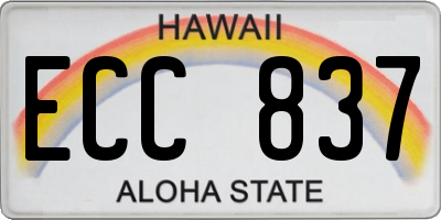 HI license plate ECC837