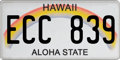 HI license plate ECC839