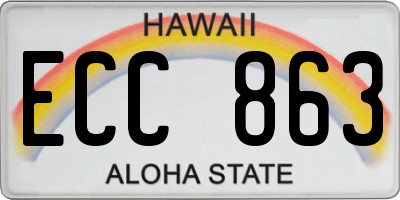 HI license plate ECC863