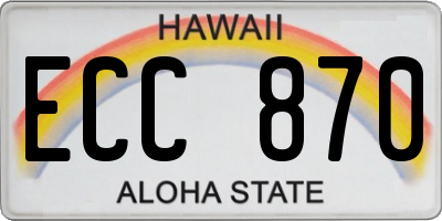 HI license plate ECC870