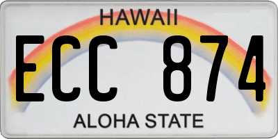 HI license plate ECC874