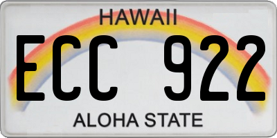 HI license plate ECC922