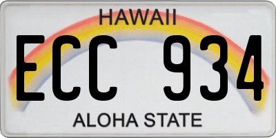 HI license plate ECC934