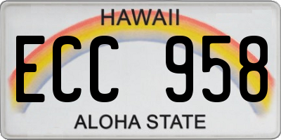 HI license plate ECC958