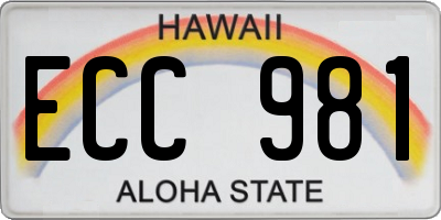 HI license plate ECC981