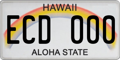 HI license plate ECD000