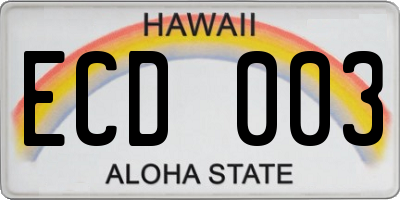 HI license plate ECD003