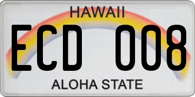 HI license plate ECD008