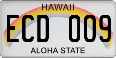HI license plate ECD009