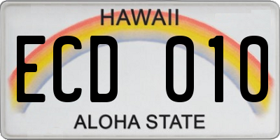 HI license plate ECD010