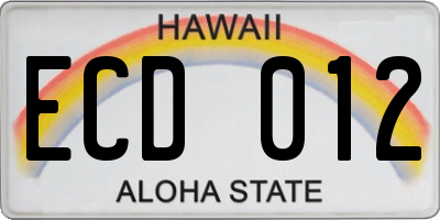 HI license plate ECD012