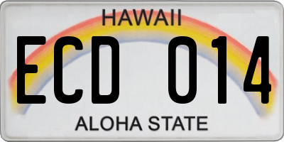 HI license plate ECD014