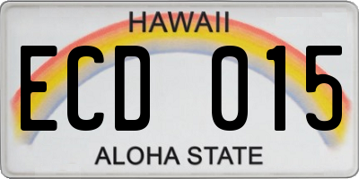 HI license plate ECD015