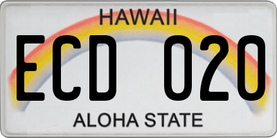 HI license plate ECD020