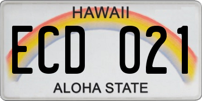 HI license plate ECD021