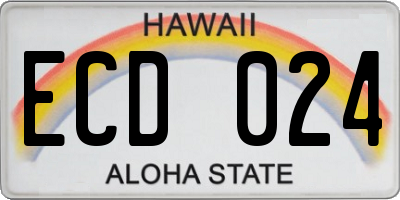 HI license plate ECD024