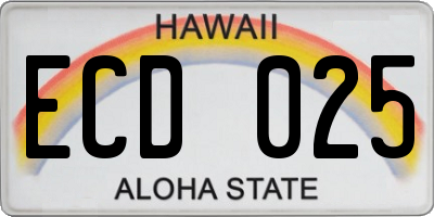 HI license plate ECD025