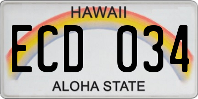 HI license plate ECD034