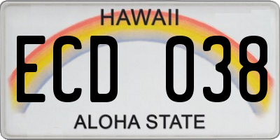 HI license plate ECD038
