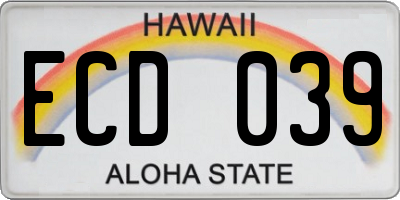 HI license plate ECD039