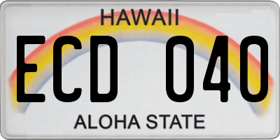 HI license plate ECD040