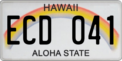 HI license plate ECD041