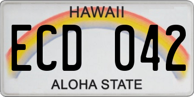 HI license plate ECD042