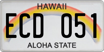 HI license plate ECD051
