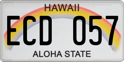 HI license plate ECD057