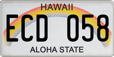 HI license plate ECD058