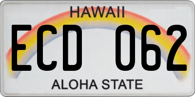 HI license plate ECD062