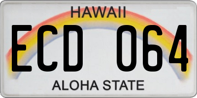 HI license plate ECD064