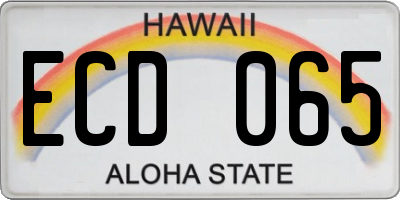 HI license plate ECD065