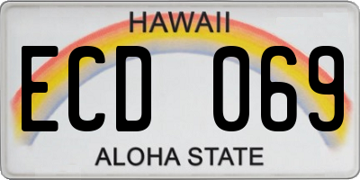 HI license plate ECD069