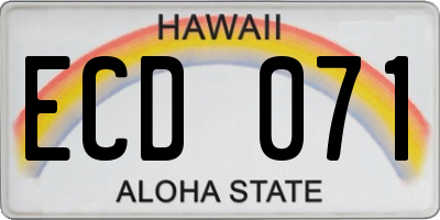 HI license plate ECD071