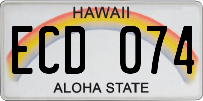 HI license plate ECD074
