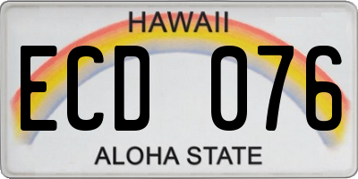 HI license plate ECD076