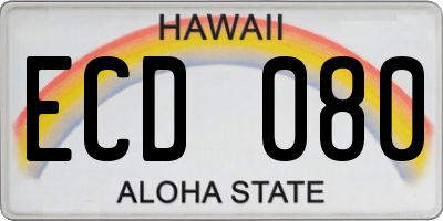 HI license plate ECD080