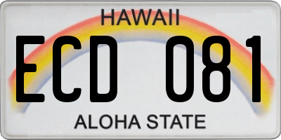 HI license plate ECD081